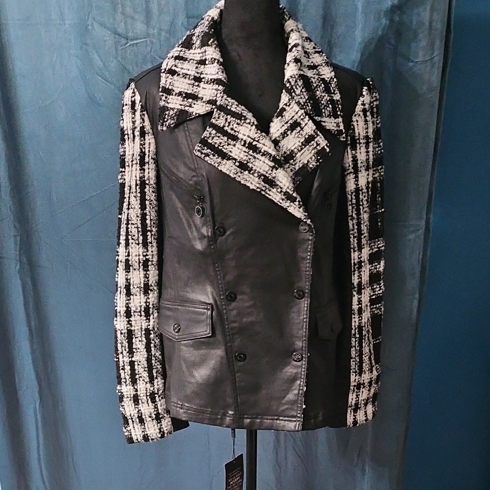 White House Black Market - NWT - Tweed Pieced Coated Moto - Black - 16
